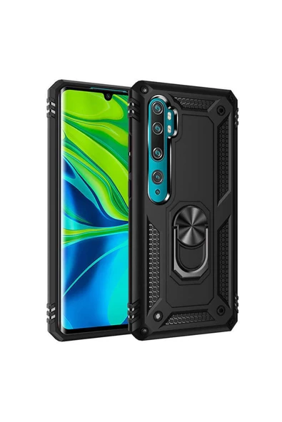 CEPCASE    Xiaomi Mi Note 10 Kılıf Standlı Magnet Mıknatıslı Yüzük Armored Zırhlı Kapak ürün görseli