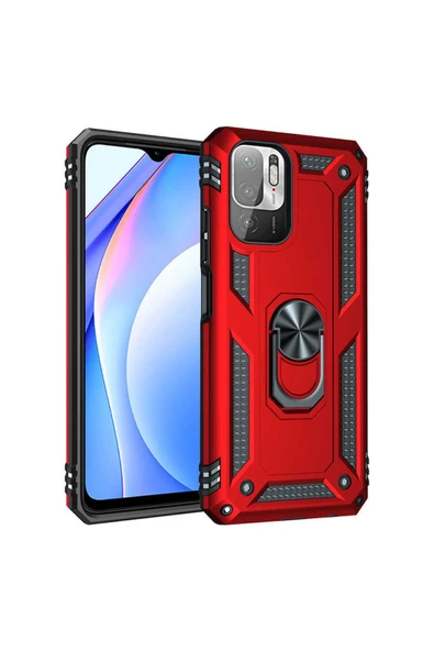 CEPCASE    Xiaomi Poco M3 Pro Kılıf Standlı Magnet Mıknatıslı Yüzük Armored Zırhlı Kapak - Resim 3