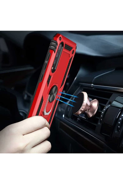 CEPCASE    Xiaomi Mi 9 Kılıf Standlı Magnet Mıknatıslı Yüzük Armored Zırhlı Kapak - Resim 4