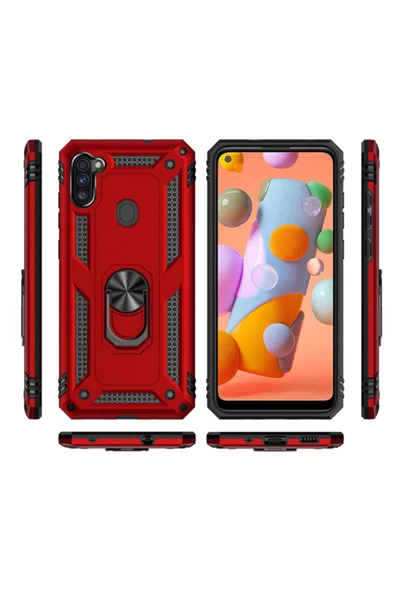 CEPCASE    Samsung Galaxy M11 Kılıf Standlı Magnet Mıknatıslı Yüzük Armored Zırhlı Kapak - Resim 6