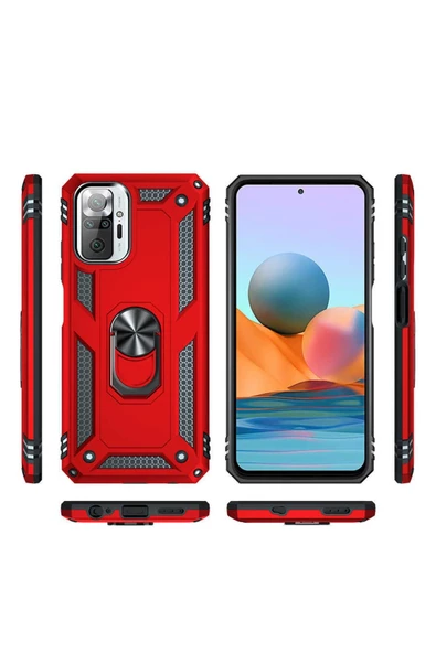 CEPCASE    Xiaomi Redmi Note 10 Pro Kılıf Standlı Magnet Mıknatıslı Yüzük Armored Zırhlı Kapak - 6