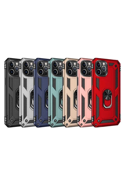 CEPCASE    Iphone 12 Pro Max Kılıf Standlı Magnet Mıknatıslı Yüzük Armored Zırhlı Kapak - Resim 3
