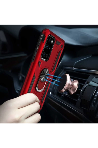 CEPCASE    Huawei P40 Kılıf Standlı Magnet Mıknatıslı Yüzük Armored Zırhlı Kapak - Resim 5