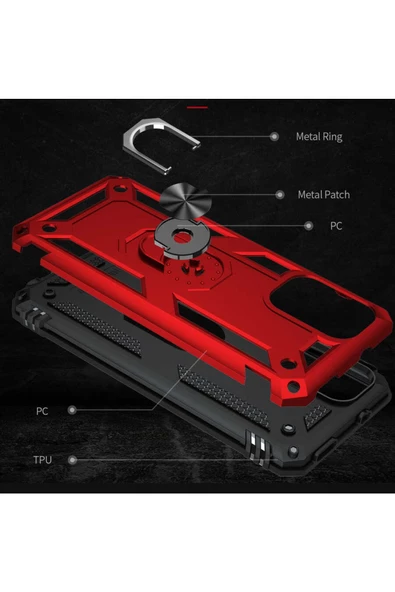 CEPCASE    Xiaomi Redmi Note 10 Pro Kılıf Standlı Magnet Mıknatıslı Yüzük Armored Zırhlı Kapak - 5