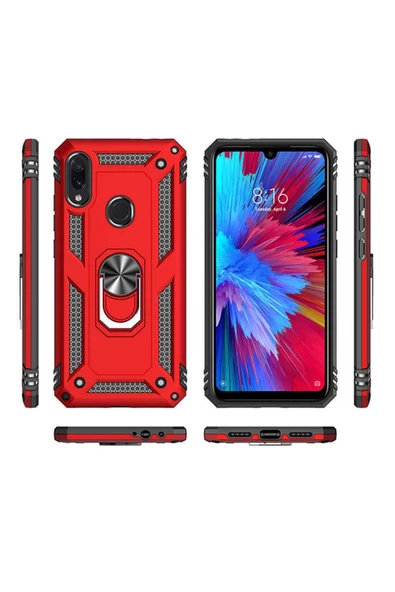 CEPCASE    Xiaomi Redmi Note 7 Kılıf Standlı Magnet Mıknatıslı Yüzük Armored Zırhlı Kapak - Resim 3