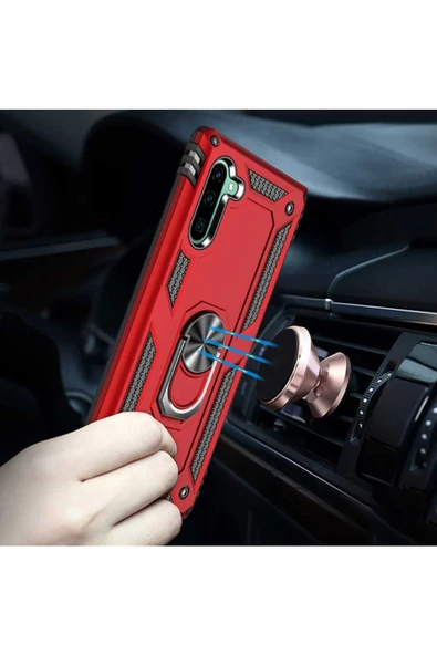 CEPCASE    Samsung Galaxy Note 10 Kılıf Standlı Magnet Mıknatıslı Yüzük Armored Zırhlı Kapak - Resim 6
