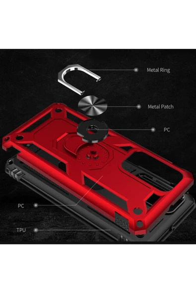 CEPCASE    Huawei P40 Kılıf Standlı Magnet Mıknatıslı Yüzük Armored Zırhlı Kapak - Resim 4