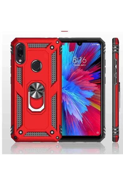 CEPCASE    Xiaomi Redmi Note 7 Kılıf Standlı Magnet Mıknatıslı Yüzük Armored Zırhlı Kapak - Resim 2