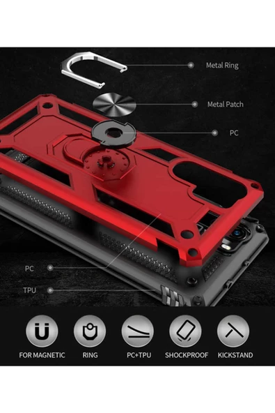 CEPCASE    Huawei P30 Pro Kılıf Standlı Magnet Mıknatıslı Yüzük Armored Zırhlı Kapak - Resim 4