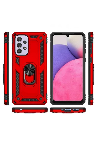 CEPCASE    Samsung Galaxy A33 5g Kılıf Standlı Magnet Mıknatıslı Yüzük Armored Zırhlı Kapak - Resim 3