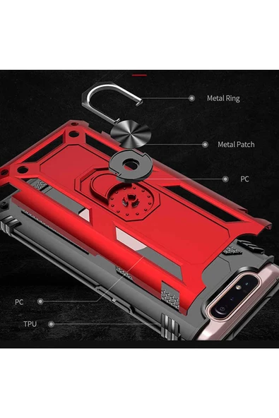 CEPCASE    Samsung Galaxy A80 Kılıf Standlı Magnet Mıknatıslı Yüzük Armored Zırhlı Kapak - Resim 4