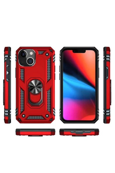 CEPCASE    Iphone 13 Kılıf Standlı Magnet Mıknatıslı Yüzük Armored Zırhlı Kapak - Resim 4