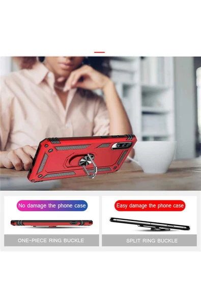 CEPCASE    Samsung Galaxy A30s Kılıf Standlı Magnet Mıknatıslı Yüzük Armored Zırhlı Kapak - Resim 3