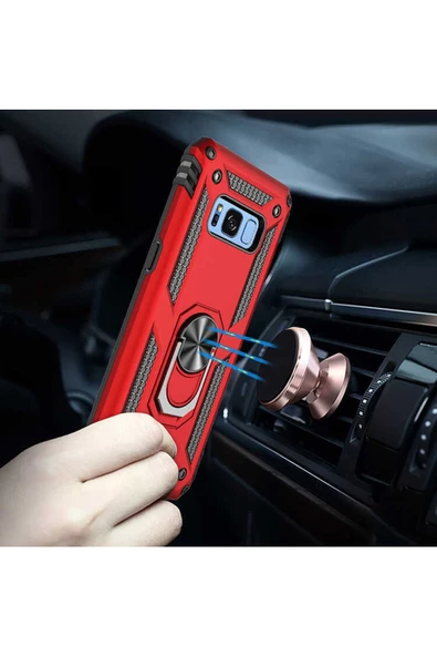 CEPCASE    Samsung Galaxy S8 Kılıf Standlı Magnet Mıknatıslı Yüzük Armored Zırhlı Kapak - Resim 5
