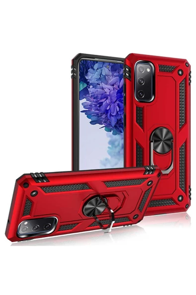 CEPCASE    Samsung Galaxy S20 Fe Kılıf Standlı Magnet Mıknatıslı Yüzük Armored Zırhlı Kapak - Resim 3