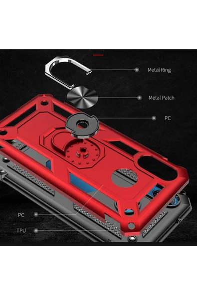 CEPCASE    Huawei P20 Lite Kılıf Standlı Magnet Mıknatıslı Yüzük Armored Zırhlı Kapak - Resim 4