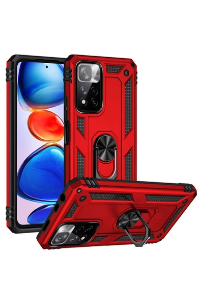CEPCASE    Xiaomi Redmi Note 11 Pro Plus 5g Kılıf Standlı Magnet Mıknatıslı Yüzük Armored Zırhlı Kapak ürün görseli