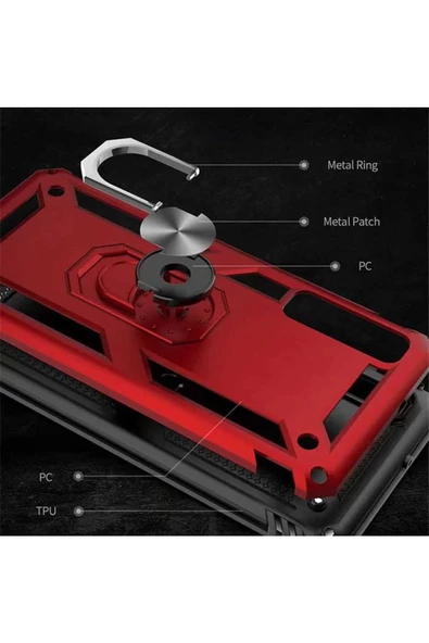 CEPCASE    Samsung Galaxy A7 2018 Kılıf Standlı Magnet Mıknatıslı Yüzük Armored Zırhlı Kapak - Resim 4