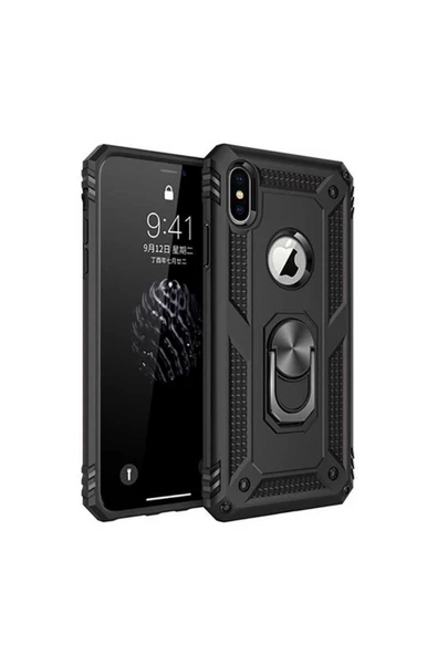 CEPCASE    Iphone Xs Max 6.5 Kılıf Standlı Magnet Mıknatıslı Yüzük Armored Zırhlı Kapak - Resim 2