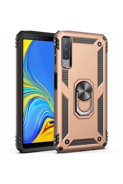 CEPCASE    Samsung Galaxy A7 2018 Kılıf Standlı Magnet Mıknatıslı Yüzük Armored Zırhlı Kapak - Resim 2