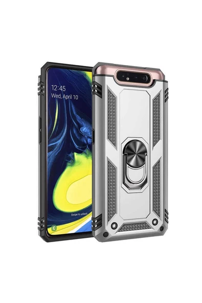 CEPCASE    Samsung Galaxy A80 Kılıf Standlı Magnet Mıknatıslı Yüzük Armored Zırhlı Kapak - Resim 2