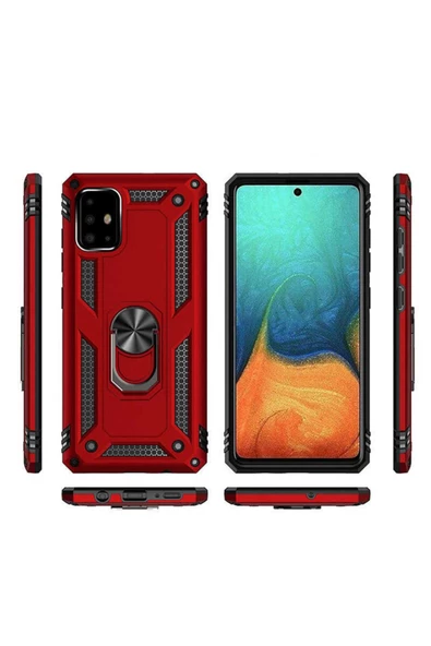 CEPCASE    Samsung Galaxy A71 Kılıf Standlı Magnet Mıknatıslı Yüzük Armored Zırhlı Kapak - Resim 3