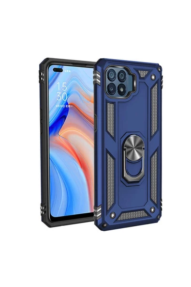 CEPCASE    Oppo Reno 4 Lite Kılıf Standlı Magnet Mıknatıslı Yüzük Armored Zırhlı Kapak ürün görseli 1