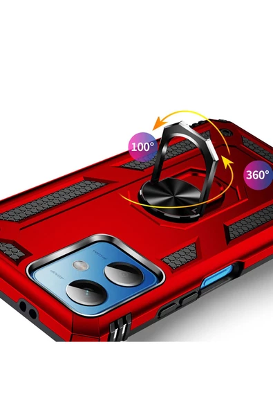 CEPCASE    Xiaomi Redmi Note 12 5g Kılıf Standlı Magnet Mıknatıslı Yüzük Armored Zırhlı Kapak - Resim 4