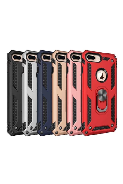 CEPCASE    Iphone 8 Plus Kılıf Standlı Magnet Mıknatıslı Yüzük Armored Zırhlı Kapak - Resim 3