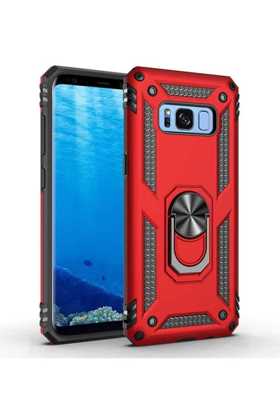 CEPCASE    Samsung Galaxy S8 Kılıf Standlı Magnet Mıknatıslı Yüzük Armored Zırhlı Kapak - Resim 2