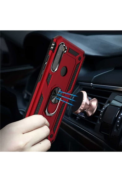 CEPCASE    Xiaomi Redmi Note 8 Kılıf Standlı Magnet Mıknatıslı Yüzük Armored Zırhlı Kapak - Resim 3