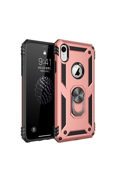 CEPCASE    Iphone Xr 6.1 Kılıf Standlı Magnet Mıknatıslı Yüzük Armored Zırhlı Kapak - Resim 2