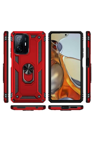 CEPCASE    Xiaomi Mi 11t Pro 5g Kılıf Standlı Magnet Mıknatıslı Yüzük Armored Zırhlı Kapak - 4