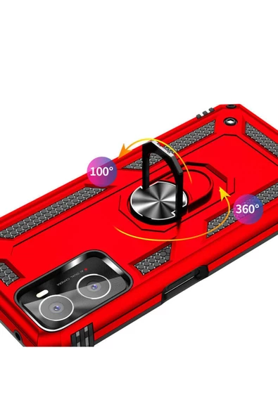 CEPCASE    Oppo A96 4g Kılıf Standlı Magnet Mıknatıslı Yüzük Armored Zırhlı Kapak - Resim 5