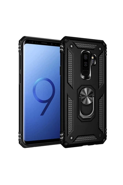CEPCASE    Samsung Galaxy S9 Plus Kılıf Standlı Magnet Mıknatıslı Yüzük Armored Zırhlı Kapak ürün görseli 1