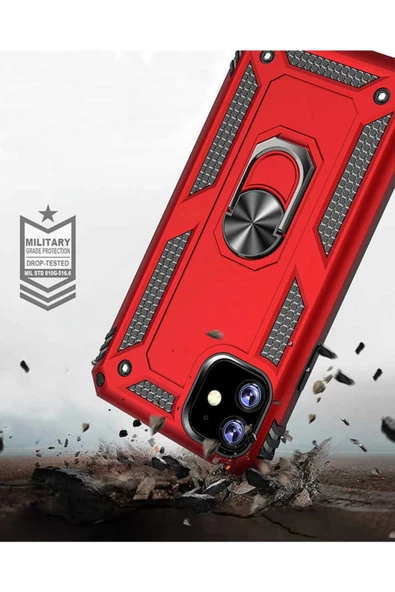 CEPCASE    Iphone 11 Kılıf Standlı Magnet Mıknatıslı Yüzük Armored Zırhlı Kapak - Resim 6