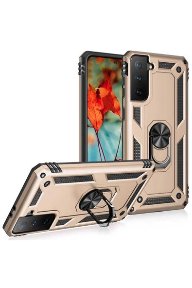 CEPCASE    Samsung Galaxy S21 Kılıf Standlı Magnet Mıknatıslı Yüzük Armored Zırhlı Kapak - 3