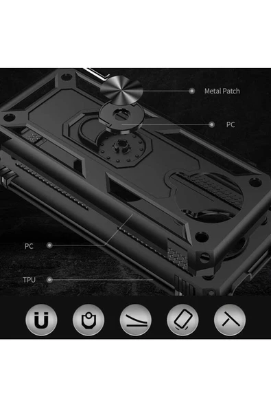 CEPCASE    Xiaomi Redmi K30 Pro Kılıf Standlı Magnet Mıknatıslı Yüzük Armored Zırhlı Kapak - Resim 6