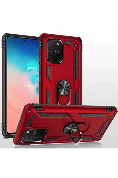 CEPCASE    Samsung Galaxy A91 (s10 Lite) Kılıf Standlı Magnet Mıknatıslı Yüzük Armored Zırhlı Kapak - Resim 3