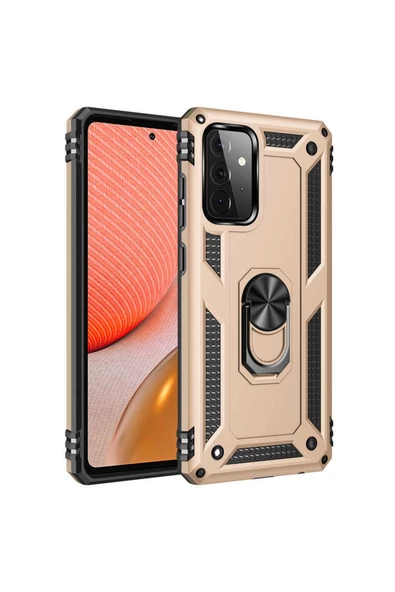 CEPCASE    Samsung Galaxy A72 Kılıf Standlı Magnet Mıknatıslı Yüzük Armored Zırhlı Kapak