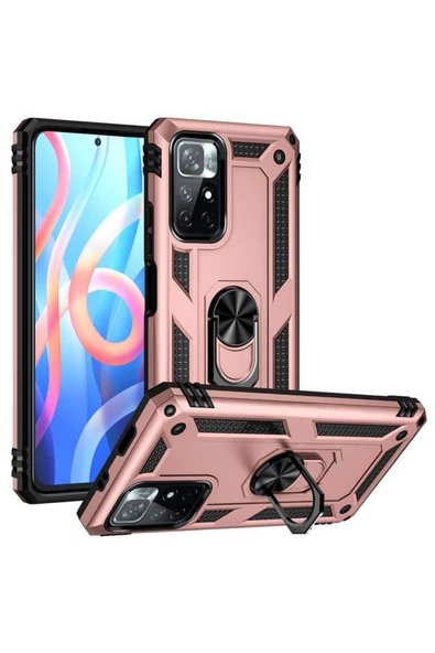 CEPCASE    Xiaomi Poco M4 Pro 5g Kılıf Standlı Magnet Mıknatıslı Yüzük Armored Zırhlı Kapak ürün görseli