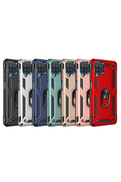 CEPCASE    Samsung Galaxy M12 Kılıf Standlı Magnet Mıknatıslı Yüzük Armored Zırhlı Kapak - Resim 5