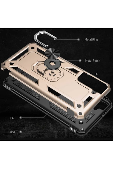 CEPCASE    Samsung Galaxy S21 Kılıf Standlı Magnet Mıknatıslı Yüzük Armored Zırhlı Kapak - 5