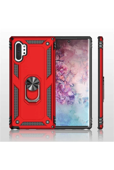 CEPCASE    Samsung Galaxy Note 10 Plus Kılıf Standlı Magnet Mıknatıslı Yüzük Armored Zırhlı Kapak - Resim 6