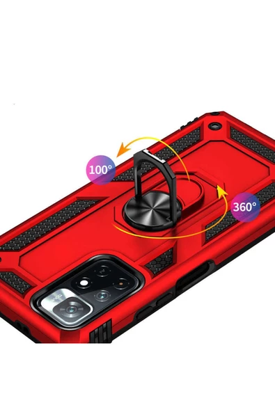 CEPCASE    Xiaomi Poco M4 Pro 5g Kılıf Standlı Magnet Mıknatıslı Yüzük Armored Zırhlı Kapak - Resim 4