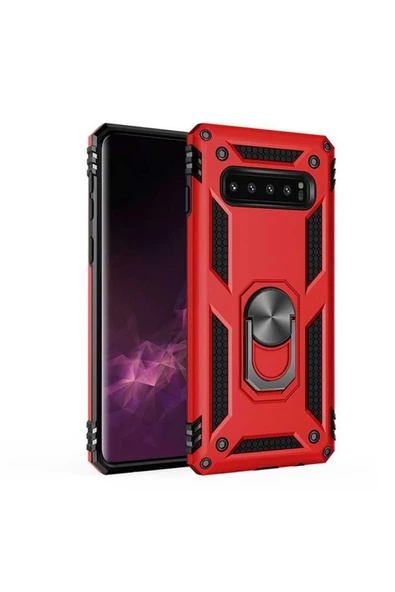 CEPCASE    Samsung Galaxy S10 Plus Kılıf Standlı Magnet Mıknatıslı Yüzük Armored Zırhlı Kapak ürün görseli