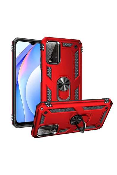 CEPCASE    Xiaomi Redmi 9t Kılıf Standlı Magnet Mıknatıslı Yüzük Armored Zırhlı Kapak ürün görseli 1