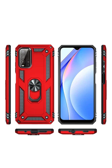 CEPCASE    Xiaomi Redmi 9t Kılıf Standlı Magnet Mıknatıslı Yüzük Armored Zırhlı Kapak - Resim 4