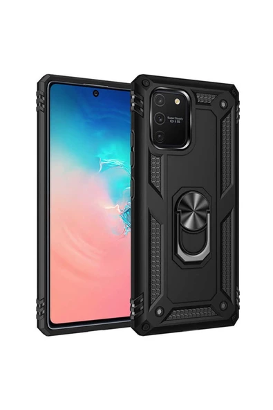 CEPCASE    Samsung Galaxy A91 (s10 Lite) Kılıf Standlı Magnet Mıknatıslı Yüzük Armored Zırhlı Kapak ürün görseli