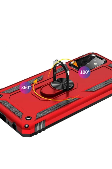 CEPCASE    Samsung Galaxy A72 Kılıf Standlı Magnet Mıknatıslı Yüzük Armored Zırhlı Kapak - 4
